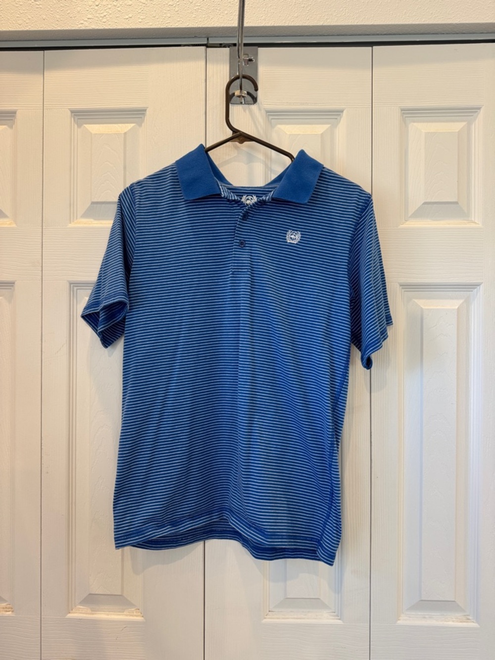 Cinch Blue and White Pinstripe Polo - Boys XXL (16-18)